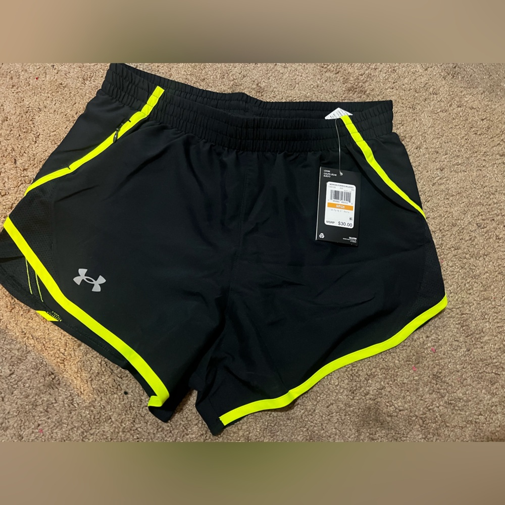 Under Armour Women's Black Shorts with Yellow Trim